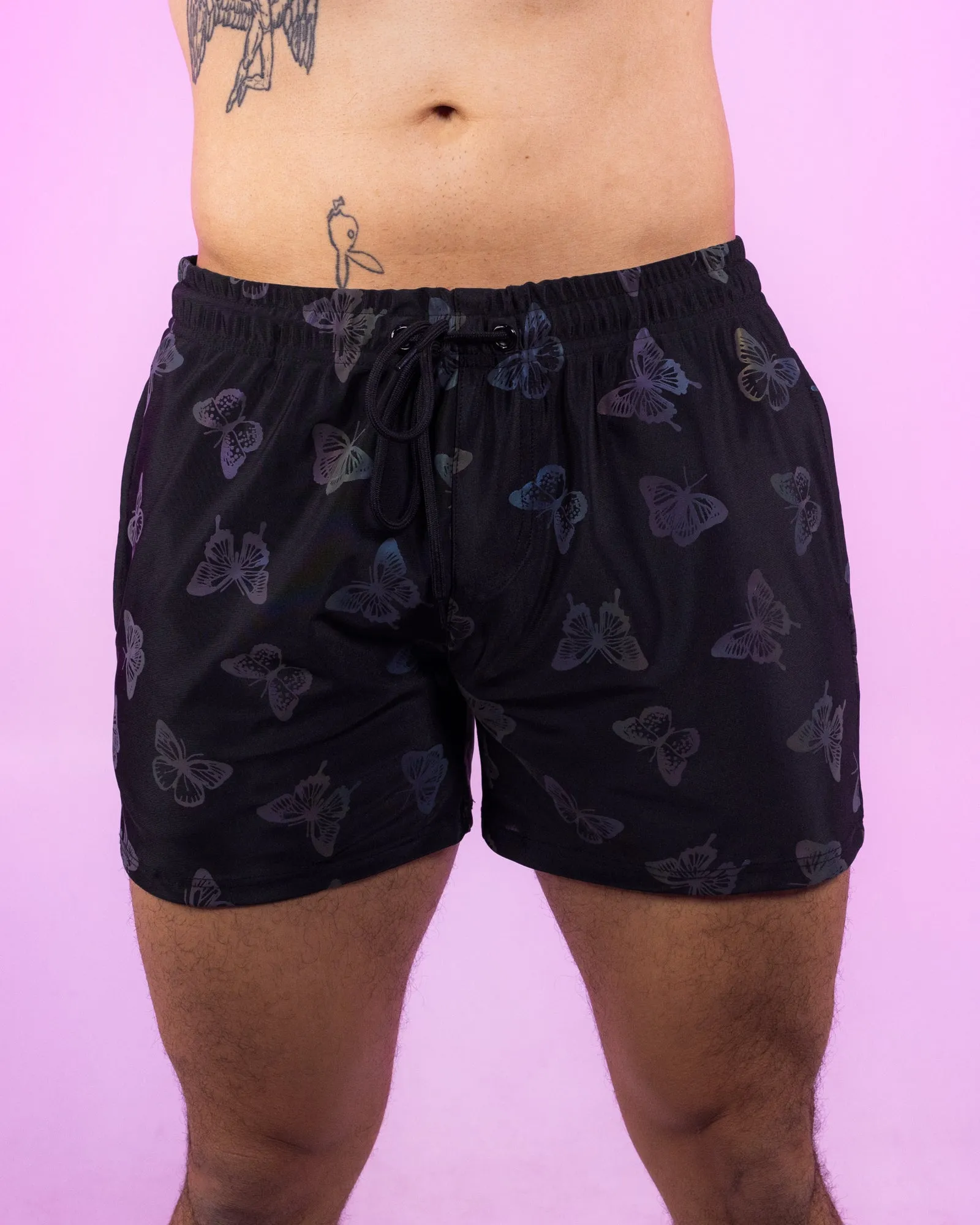 Flash Reflective Butterfly Drawstring Shorts