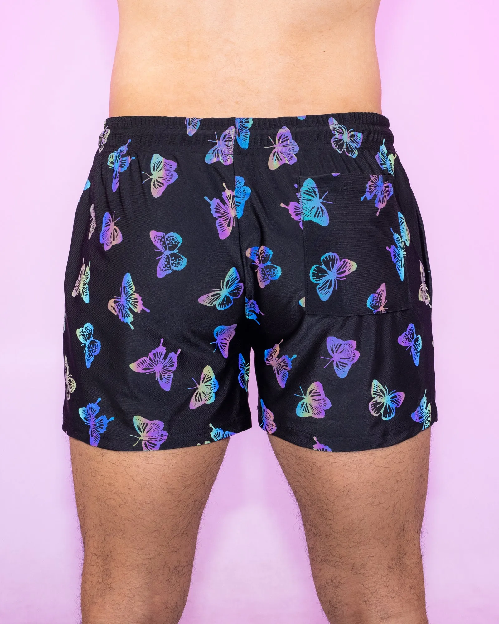 Flash Reflective Butterfly Drawstring Shorts