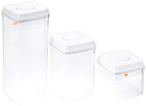 Food Storage Containers - Airtight Seals with Push Button - Nesting Stackable Plastic Kitchen and Pantry Container With Rubber Seal - 0.9 Quart 29 oz - by Gee Gadgets