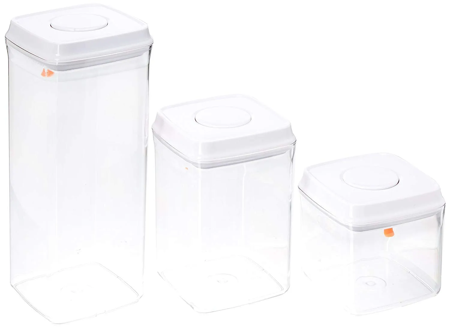 Food Storage Containers - Airtight Seals with Push Button - Nesting Stackable Plastic Kitchen and Pantry Container With Rubber Seal - 0.9 Quart 29 oz - by Gee Gadgets