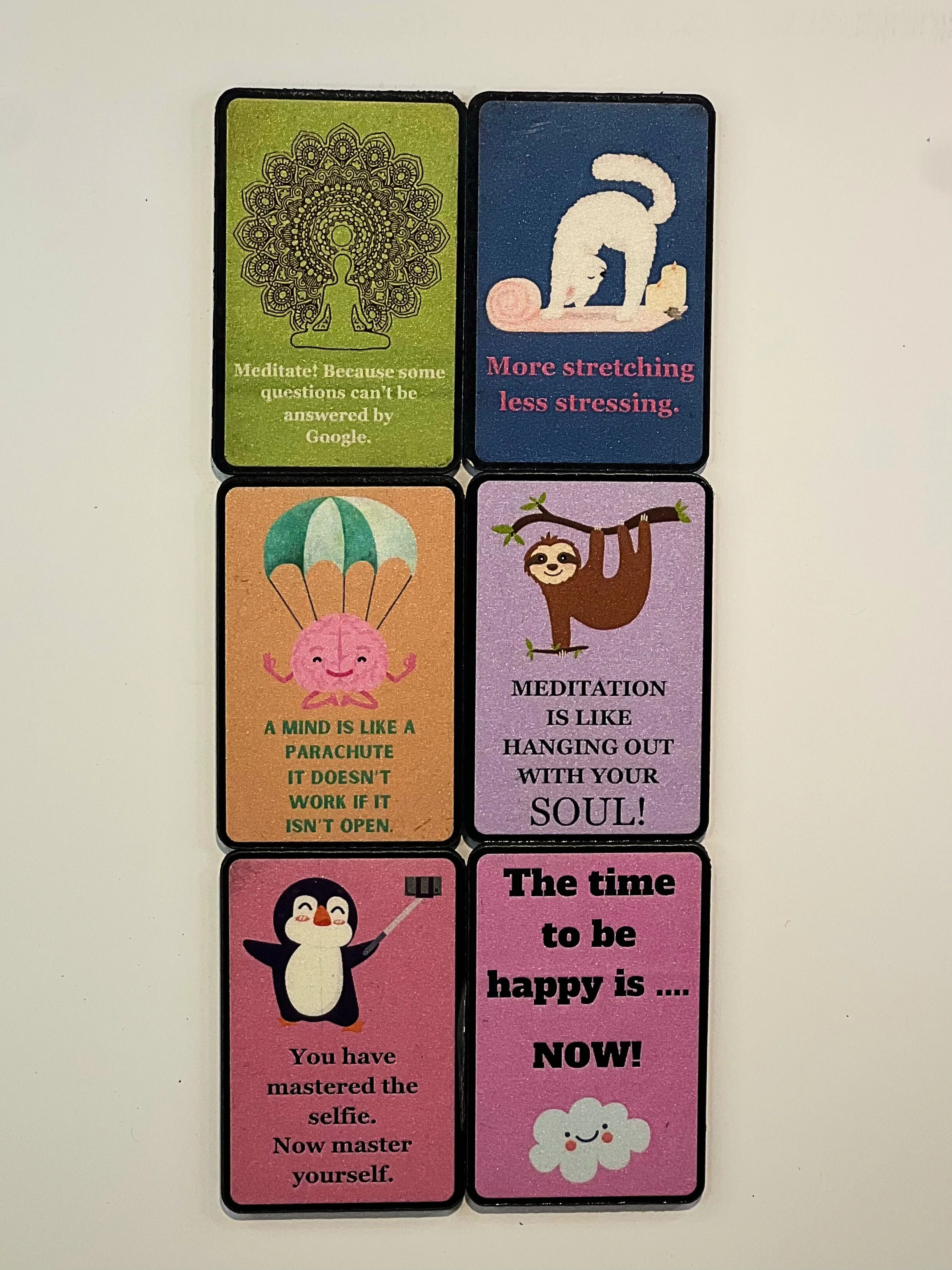 FRIDGE MAGNETS MDF WHITEBOARD MAGNETS YOGA FUNNY QUOTES - SET OF 6