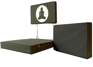 Friends of Meditation Large Vipassana Meditation Chair with Back Support Cushion (100% Cotton, Green, Seat Size: 21x18 inches)
