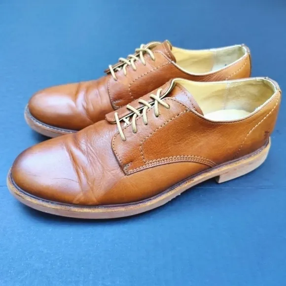 FRYE GRANT WINGTIP Mens Cognac Leather Formal Oxford Casual Shoes Size 10D