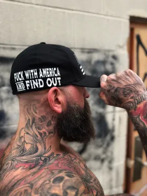 FUCK WITH AMERICA BLACK FLEXFIT COTTON HAT