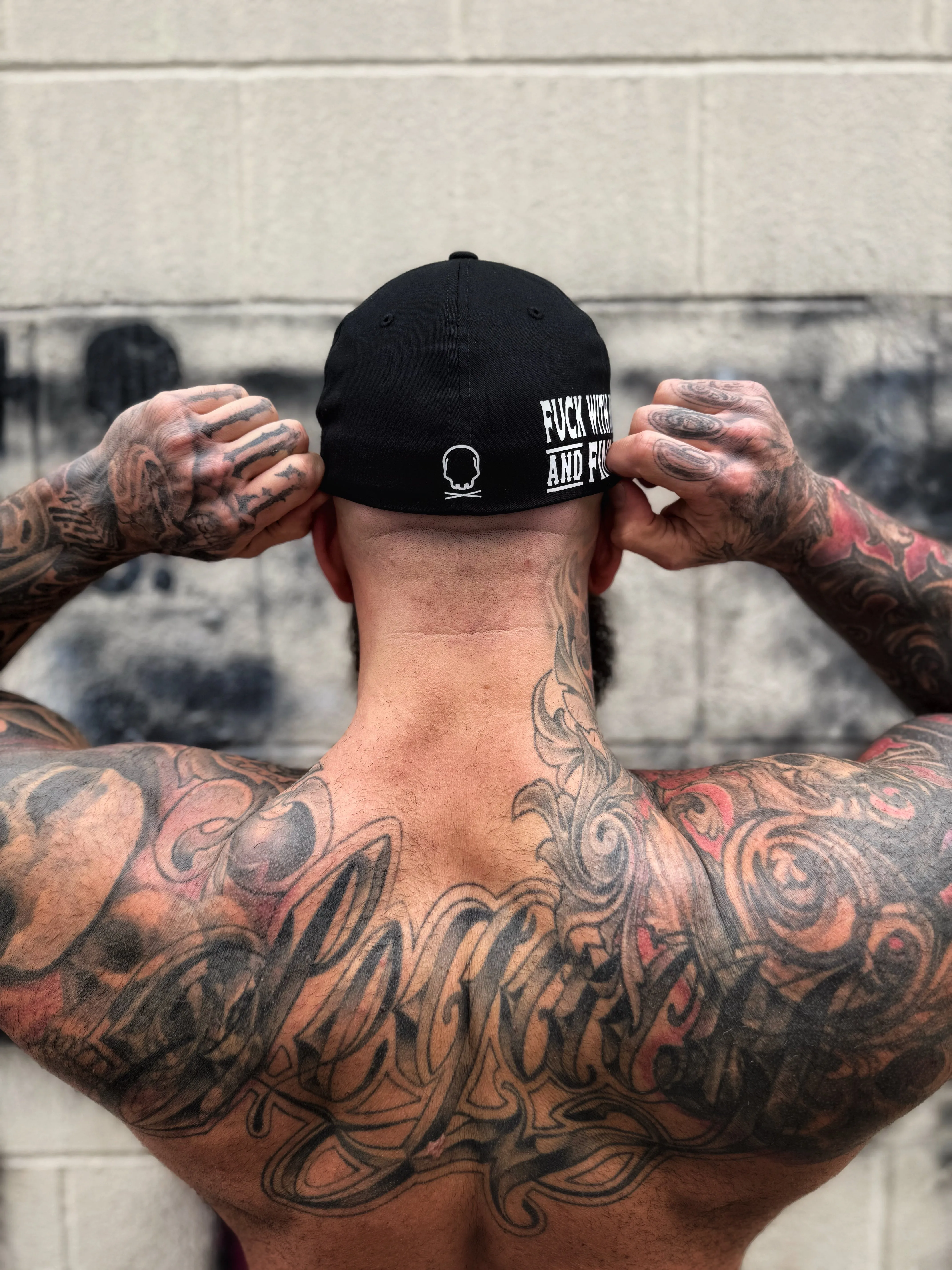 FUCK WITH AMERICA BLACK FLEXFIT COTTON HAT