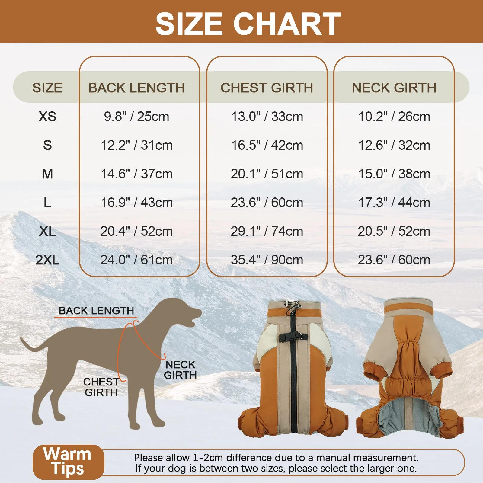 Fullbody Dog Coat Dog Jacket Four-Legged Dog Snowsuit