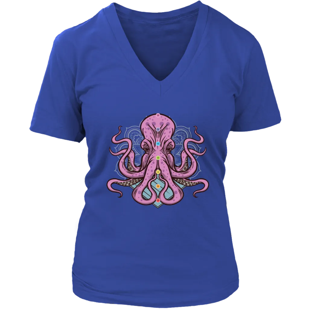 Funny Yoga T-shirt, Funny Octopus Shirt, Funny Chakra Shirt, Octopus Chakra T-shirt, Octopus T-shirt