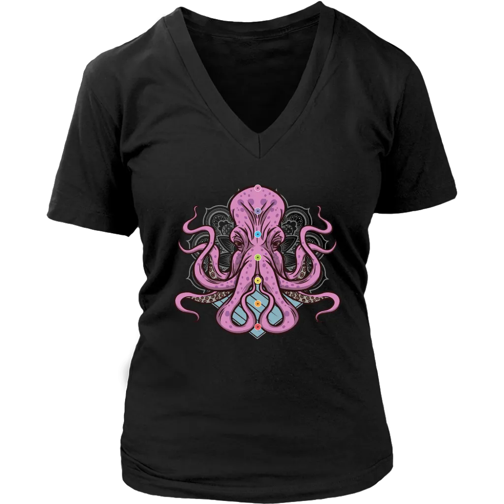 Funny Yoga T-shirt, Funny Octopus Shirt, Funny Chakra Shirt, Octopus Chakra T-shirt, Octopus T-shirt