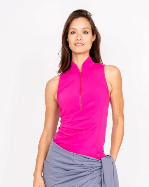 Get Soaked Sleeveless Swim Top with Built-in Bra - Flamingo