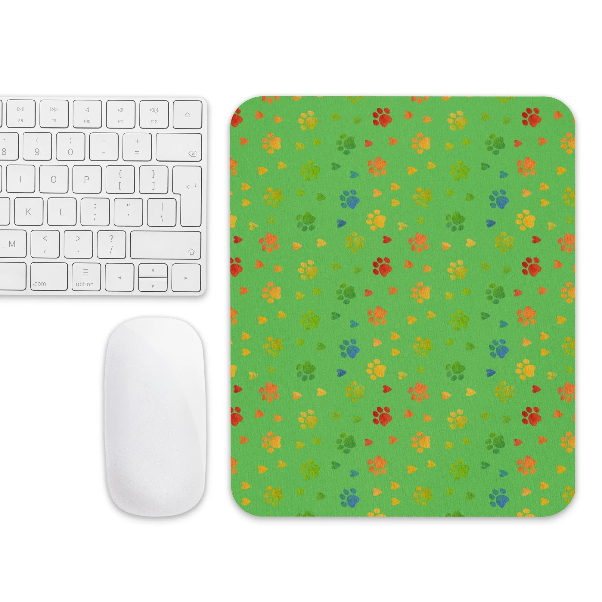 Green Paw Prints Mouse Pad