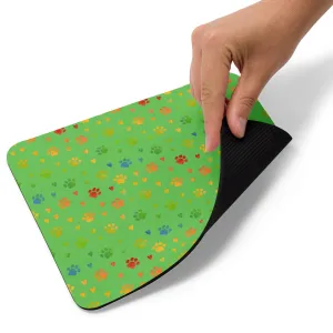 Green Paw Prints Mouse Pad