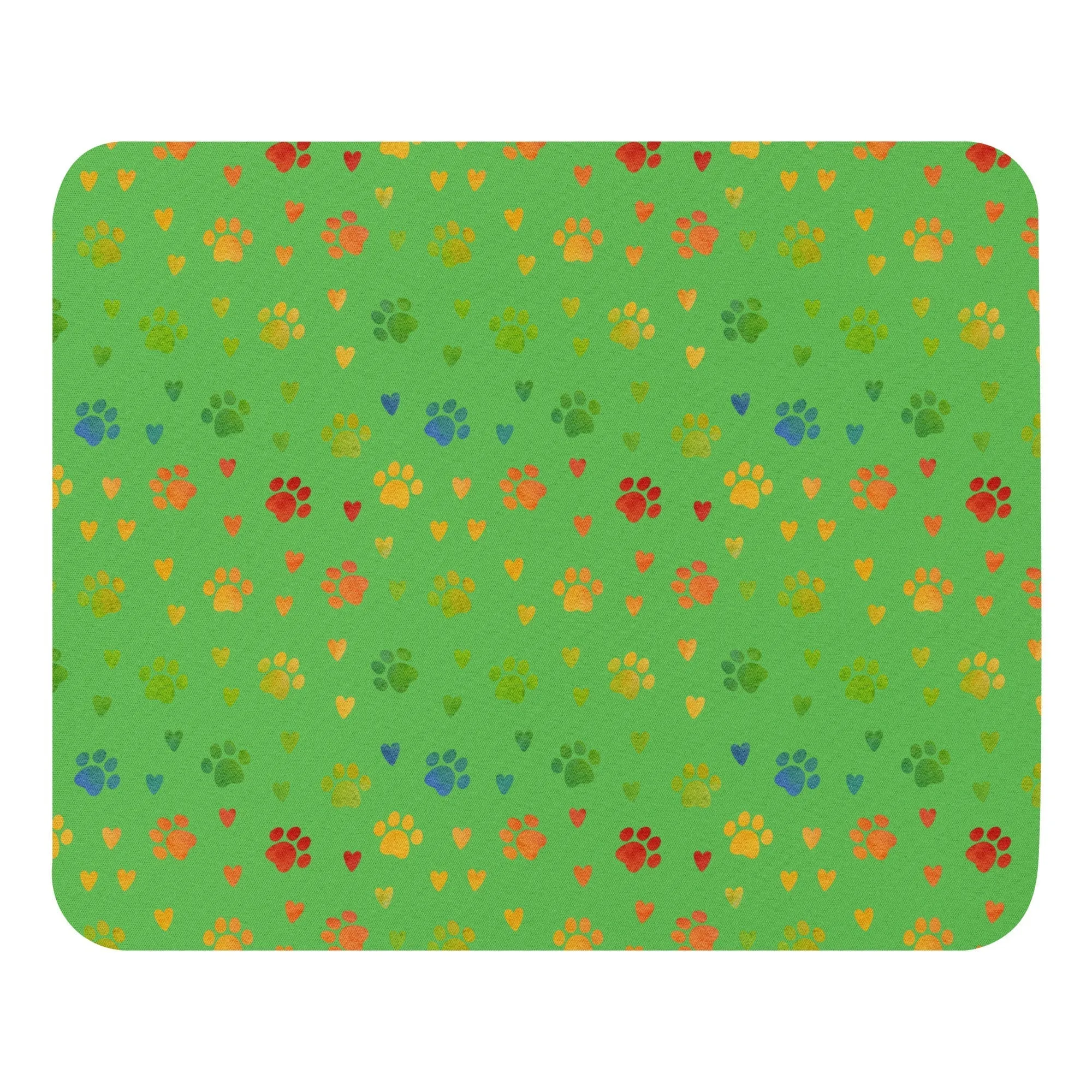 Green Paw Prints Mouse Pad