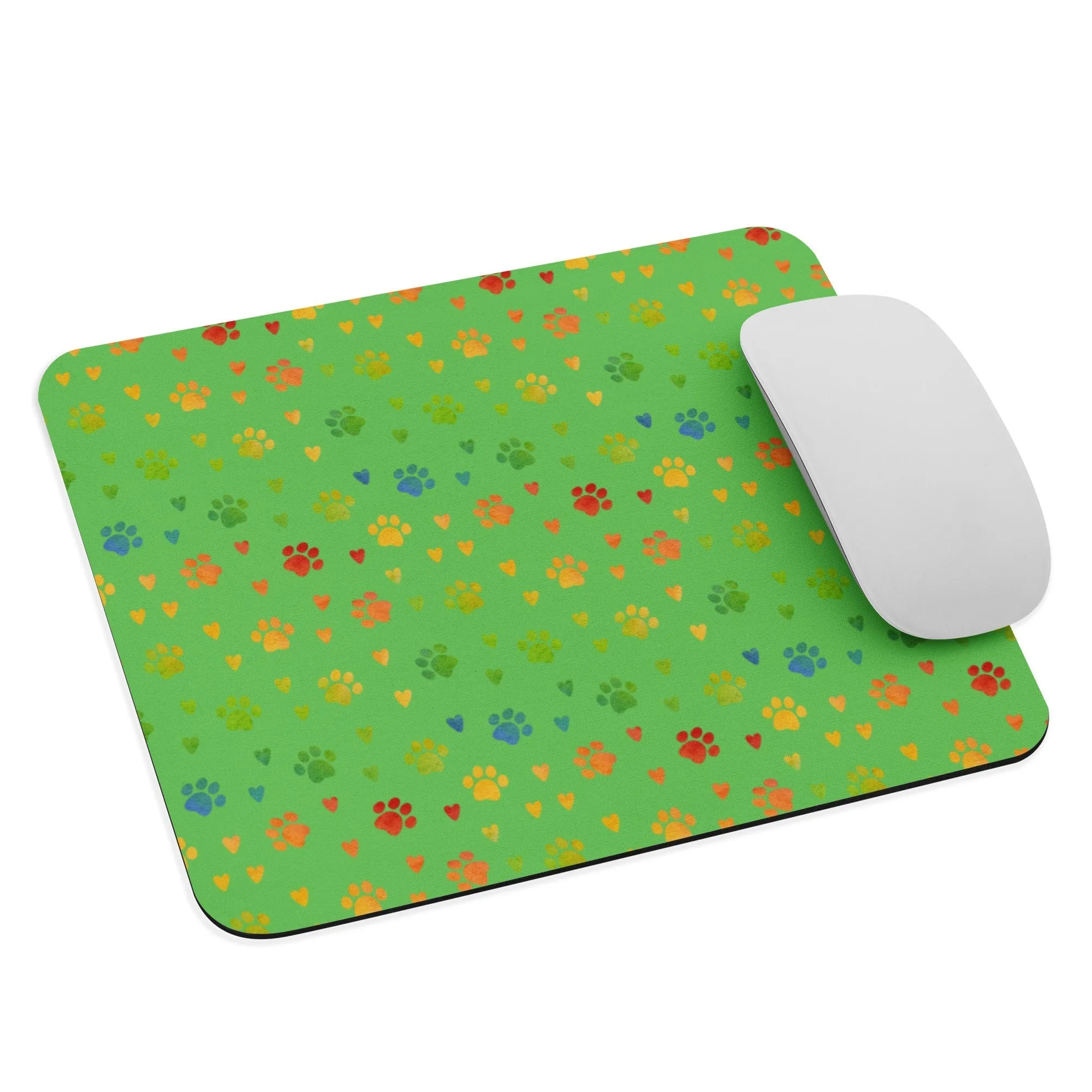 Green Paw Prints Mouse Pad