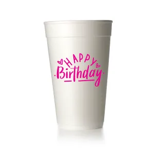 Happy Birthday with Hearts Cups