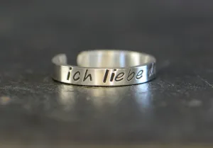 Ich liebe Dich Sterling Silver Toe Ring engineered with German Precision