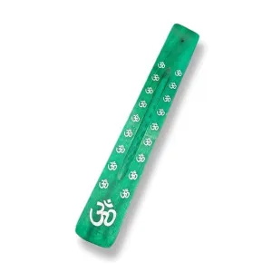 Incense Burner Wooden Green Om