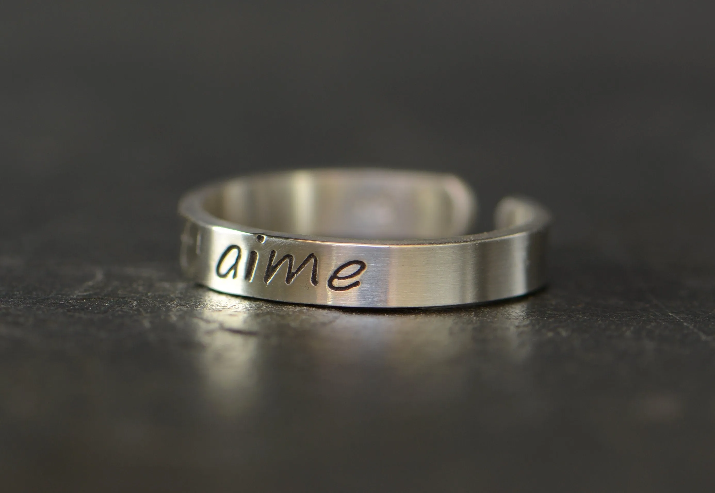 Je t’amine Sterling Silver Toe Ring handcrafted in French for Love