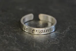 Je t’amine Sterling Silver Toe Ring handcrafted in French for Love