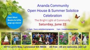 June 22nd - Saturday, 2-5 PM PT - Ananda Community  Open House & Summer Solstice Celebration