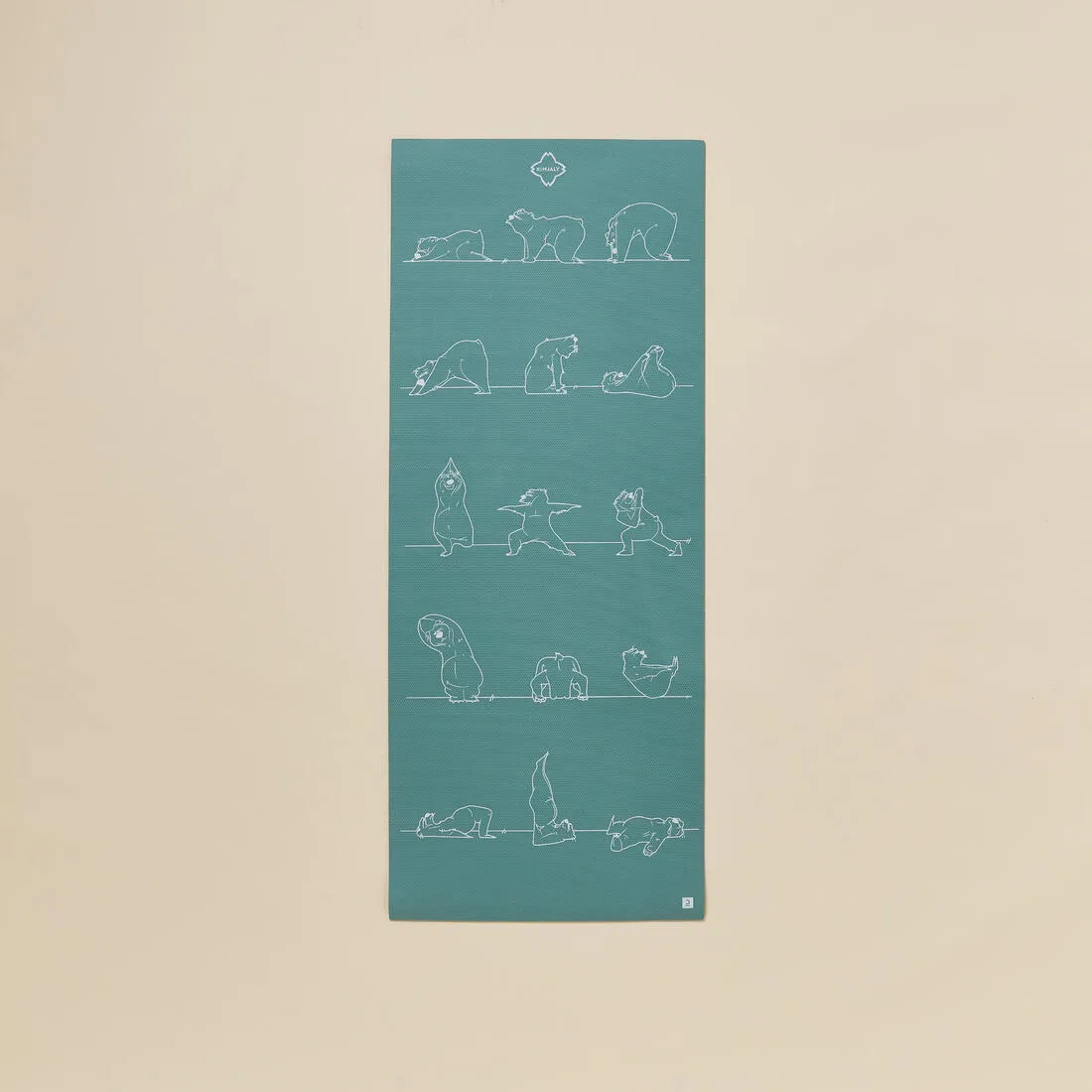 Kids' Yoga Mat 150 cm ⨯ 60 cm ⨯ 5 mm - Khaki Bear