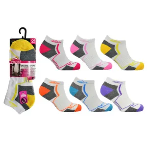 Ladies Pro Hike Cushion Trainer 2 Pairs Socks White Stripes