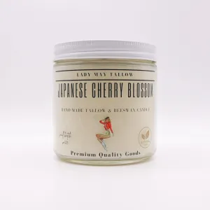 Lady May Tallow - Japanese Cherry Blossom Tallow & Beeswax Candle | All-Natural, Non-Toxic, Clean-Burning | 16oz Glass Jar