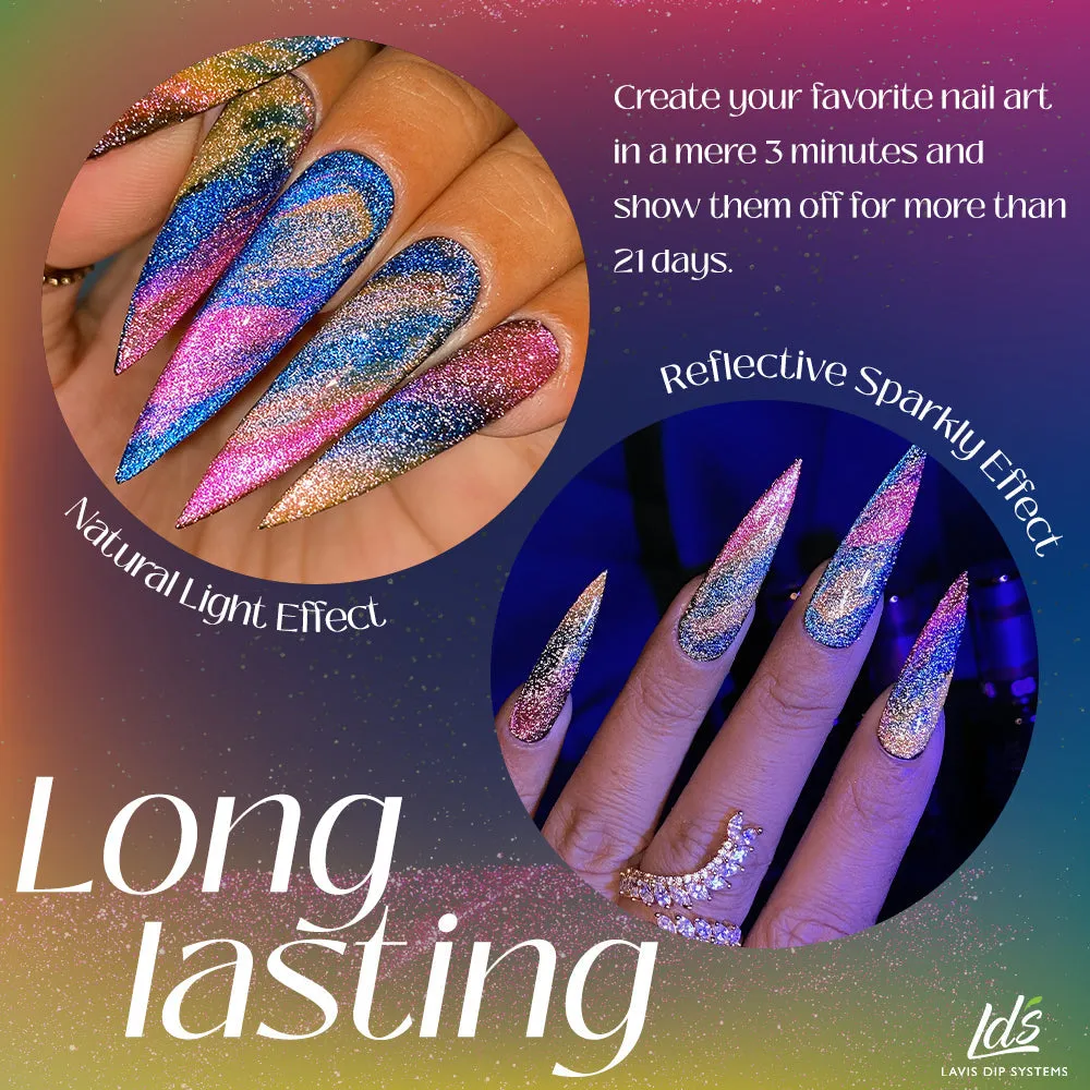 LDS 2 Cyan Shine - Gel Polish 0.5 oz - Reflective Glitter Cat Eyes