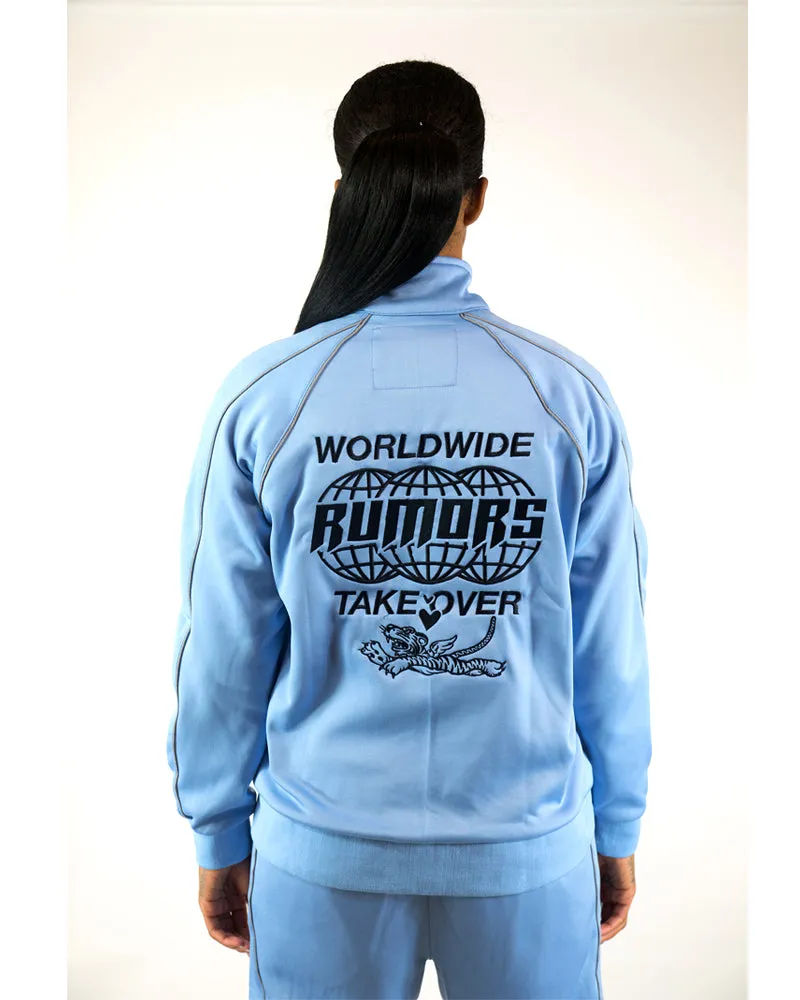 Light Blue Worldwide Reflective Track Top