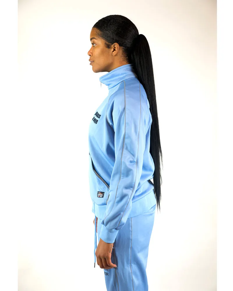 Light Blue Worldwide Reflective Track Top