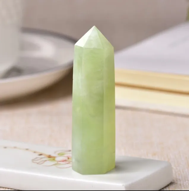 Light Green Jade Crystal Point Wand