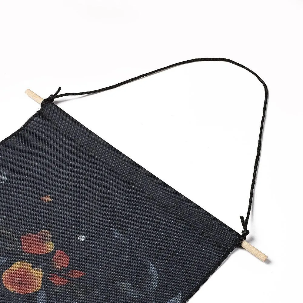 Long Black Moon Phases Flower Tapestry Wall Hanging