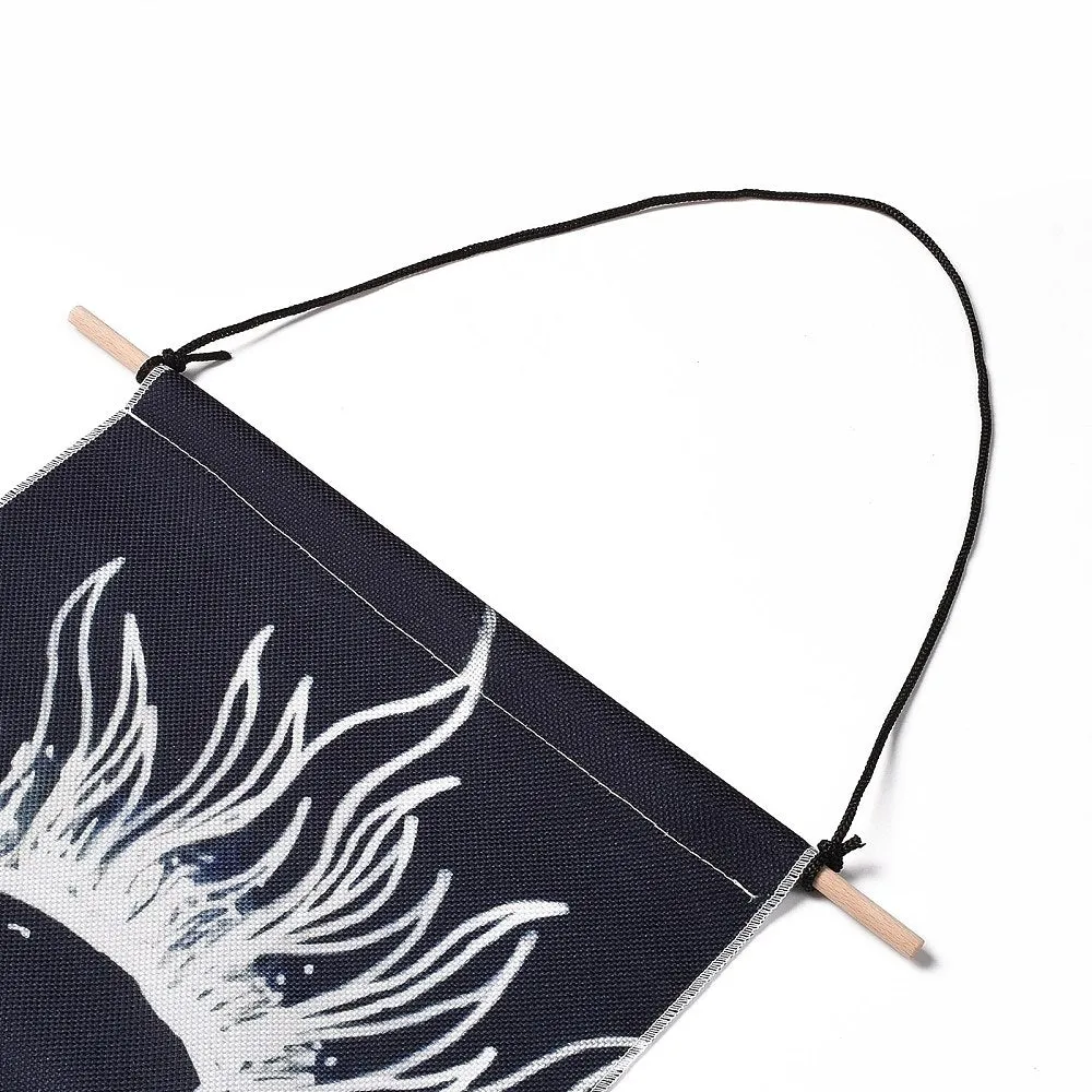 Long Black Sun Moon Tapestry Wall Hanging