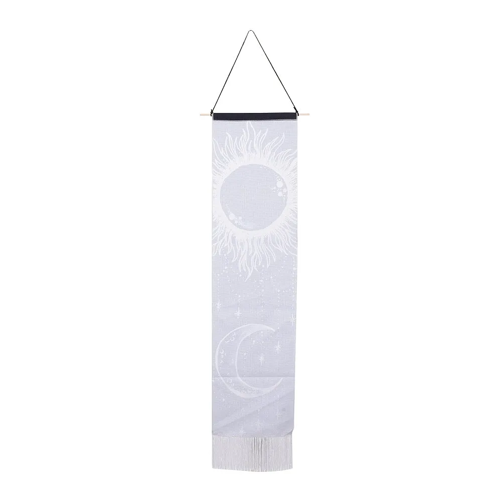 Long Black Sun Moon Tapestry Wall Hanging