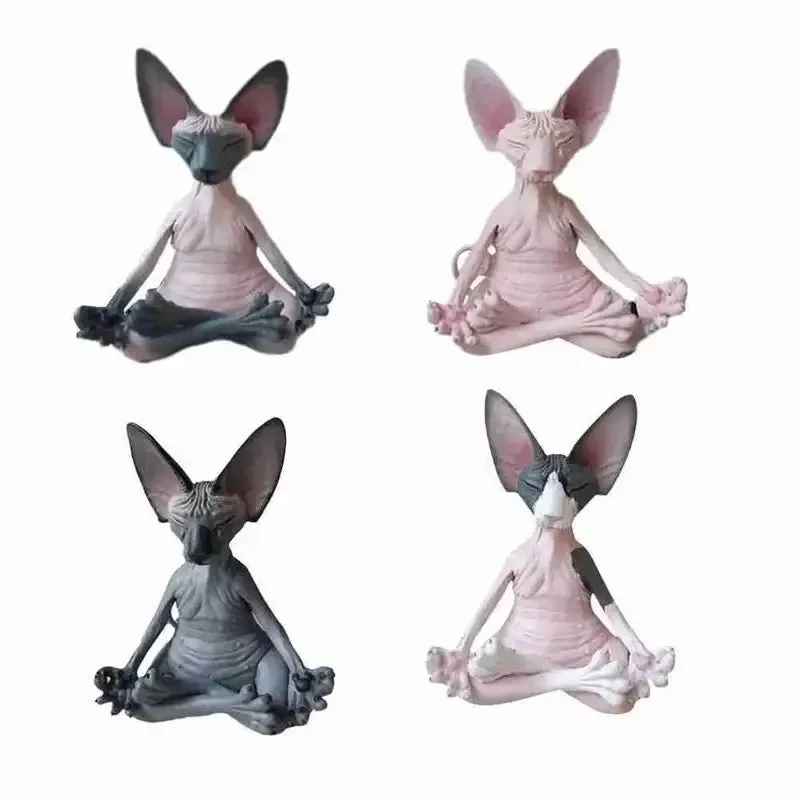 Meditation Yoga Cat Sphinx Statue