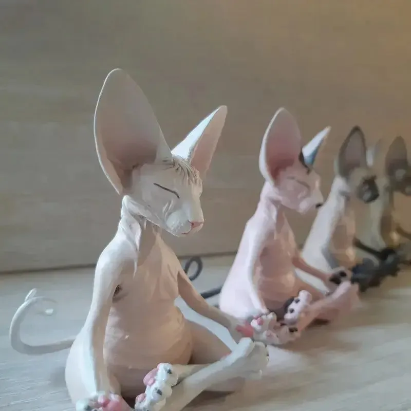 Meditation Yoga Cat Sphinx Statue