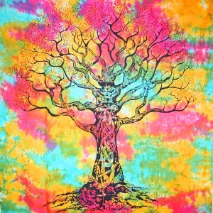Multi Color Celtic Knot Tree Of Life Tie Dye Tapestry