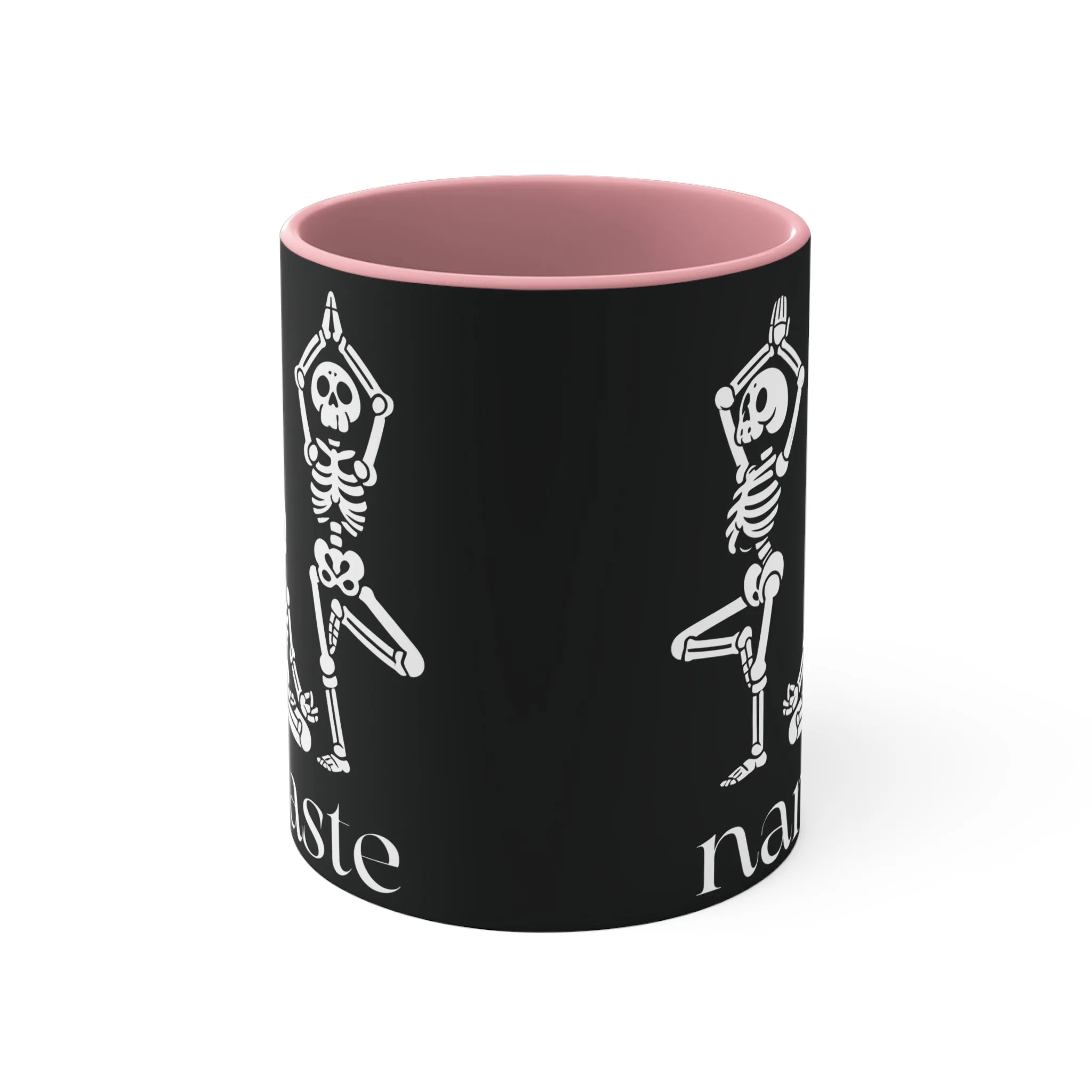 Namaste Skeletons Color Accent Mug 11oz - Zen Meditation Gift