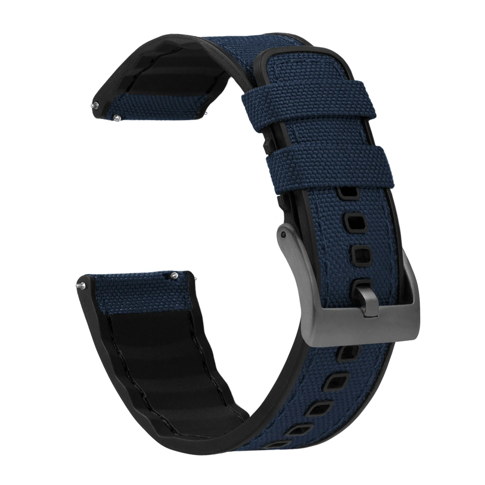 Navy Blue Cordura Fabric And Silicone Hybrid Watch Band