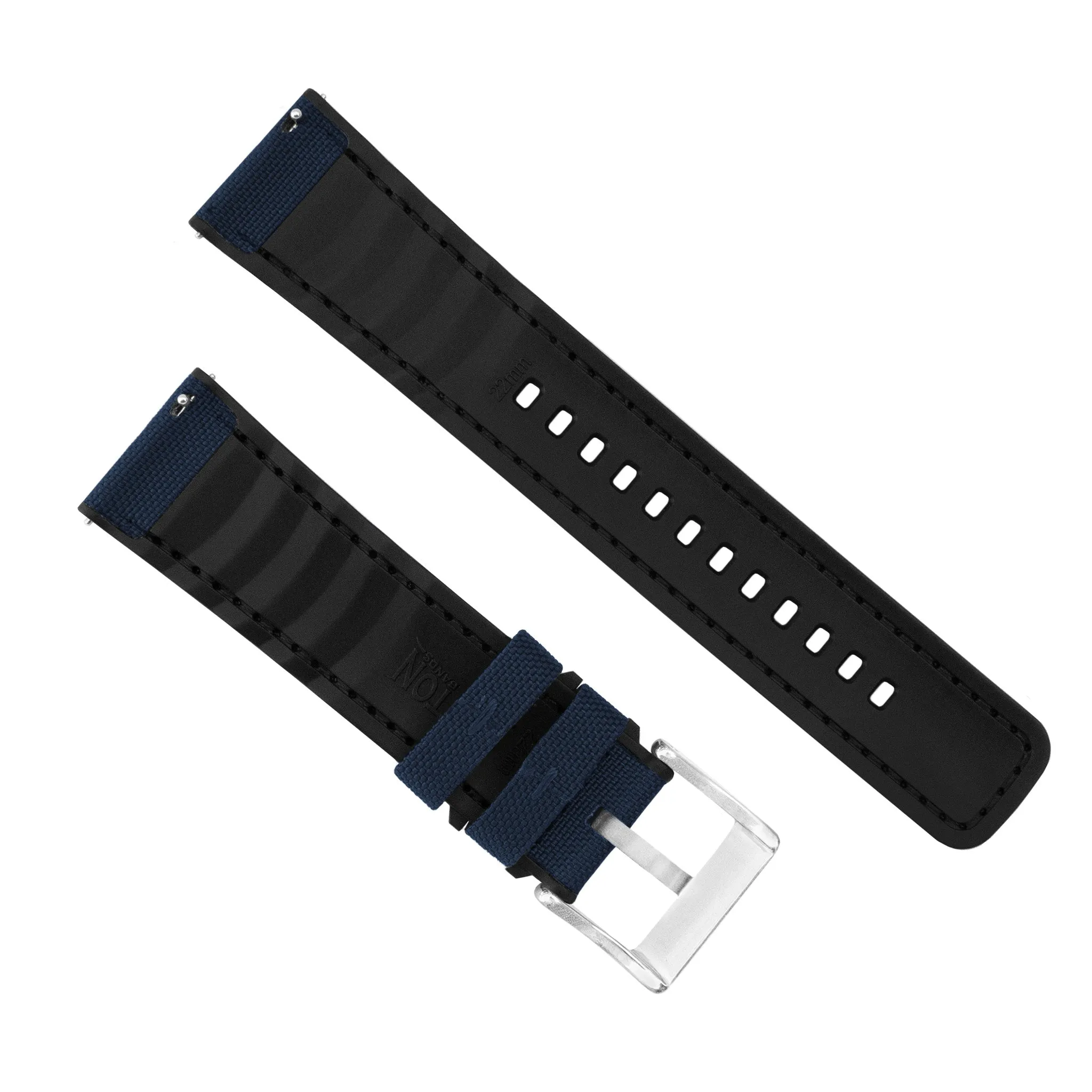 Navy Blue Cordura Fabric And Silicone Hybrid Watch Band