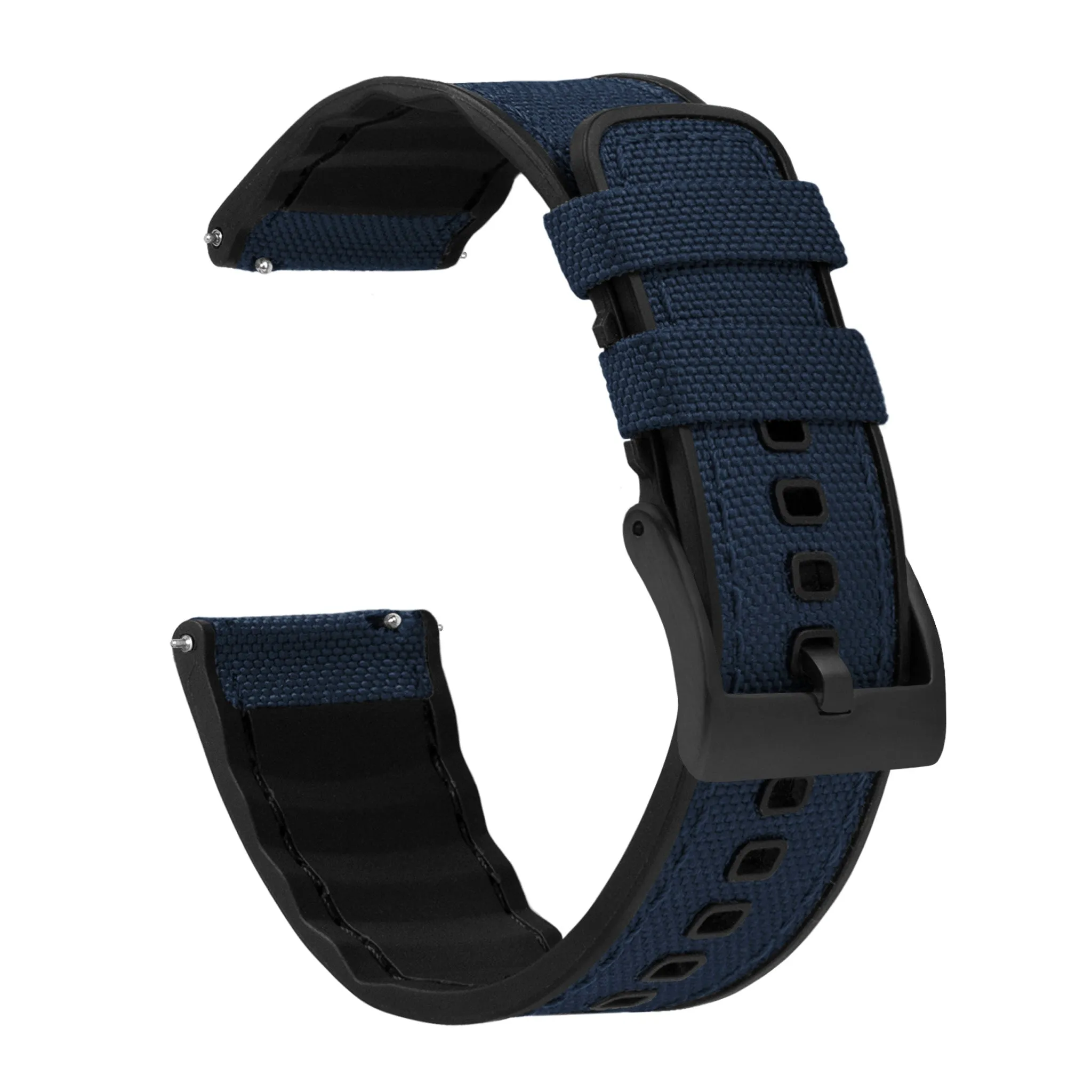 Navy Blue Cordura Fabric And Silicone Hybrid Watch Band