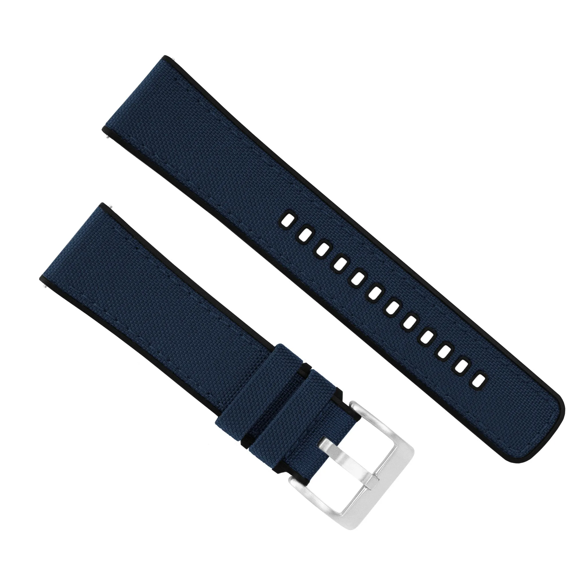 Navy Blue Cordura Fabric And Silicone Hybrid Watch Band