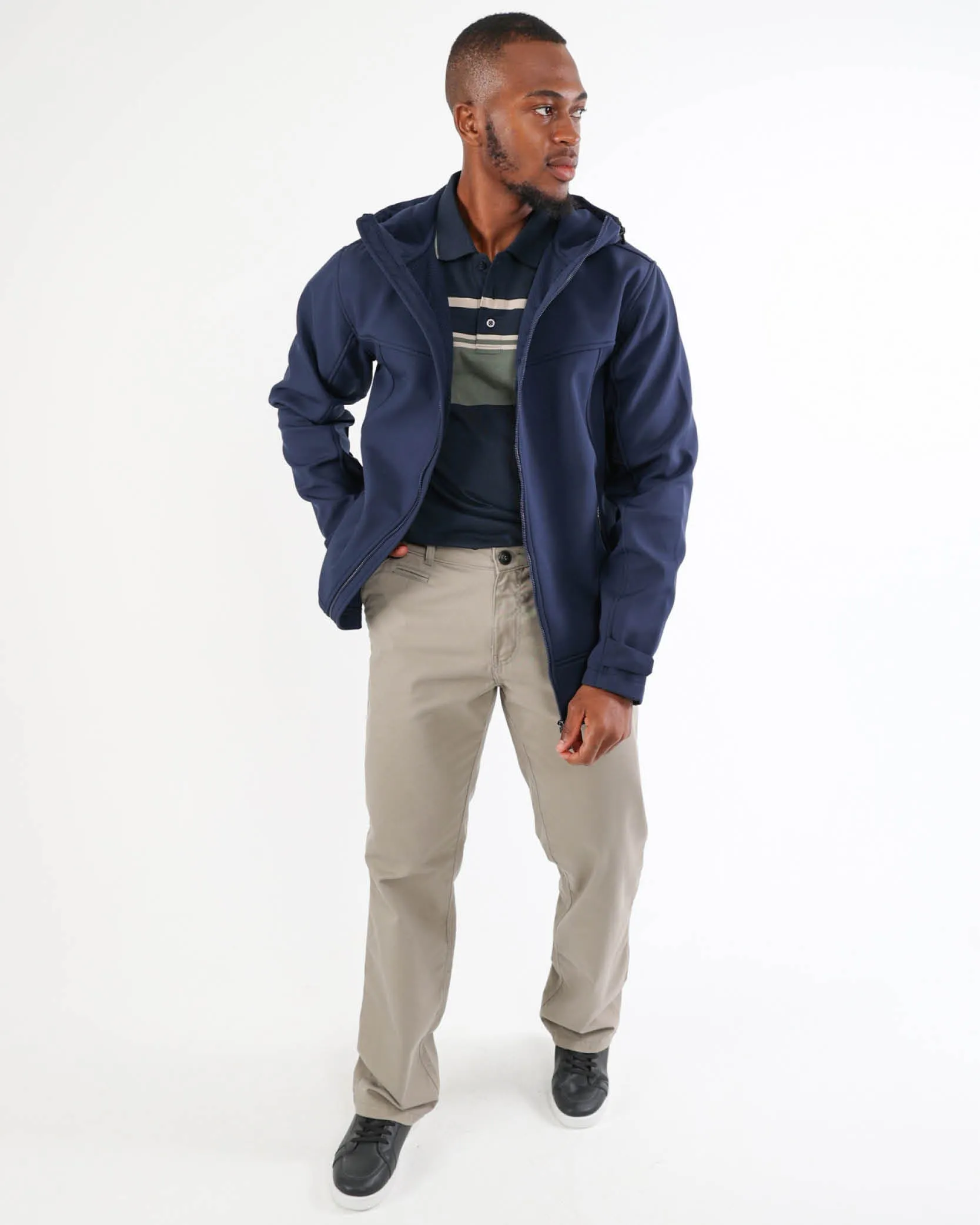 Navy Soft Shell Hooded Jacket
