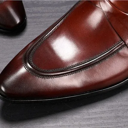 New British Cowhide Leather Vintage Business Men Formal Leather Shoes