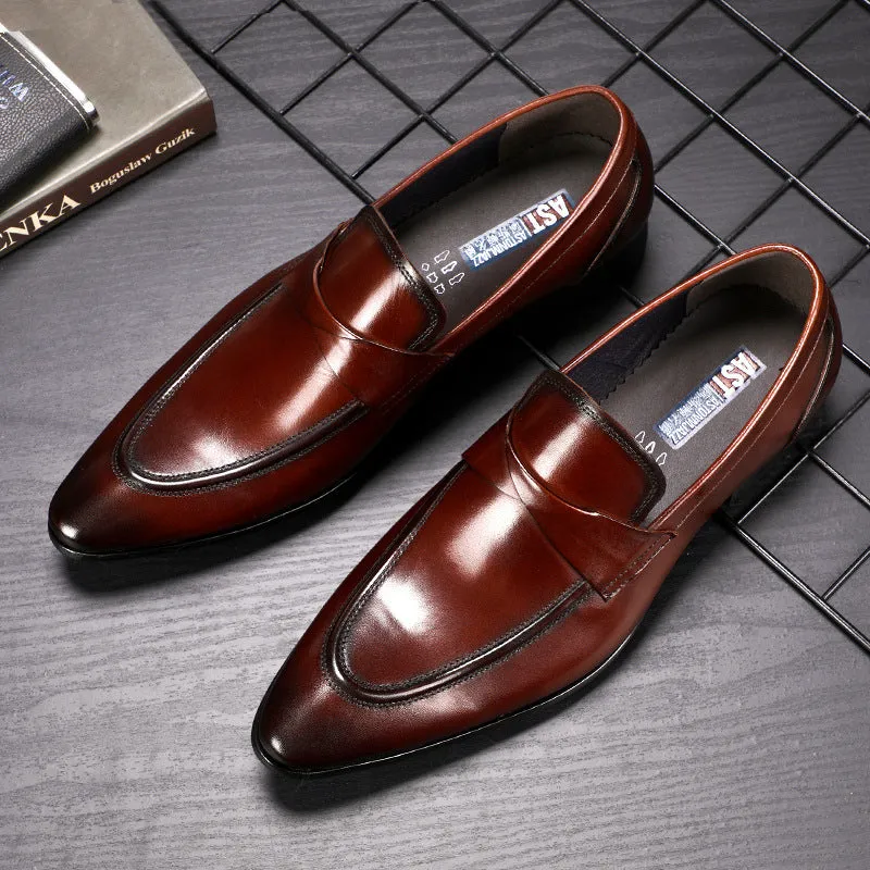 New British Cowhide Leather Vintage Business Men Formal Leather Shoes