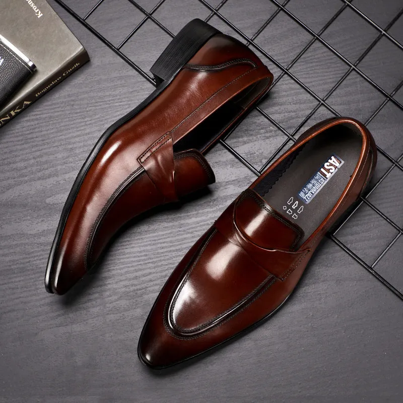 New British Cowhide Leather Vintage Business Men Formal Leather Shoes