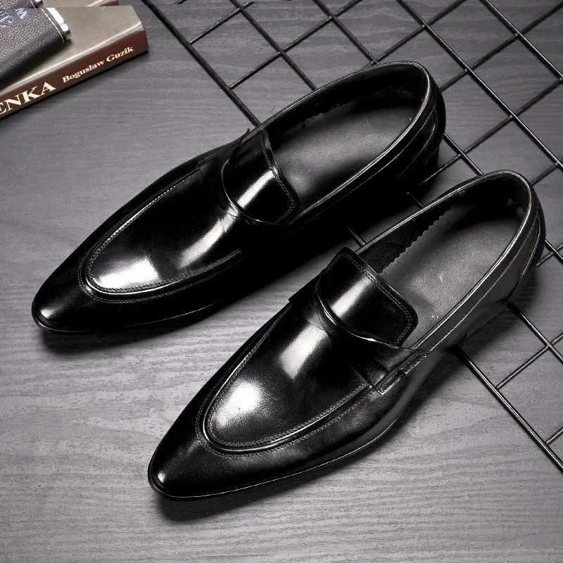 New British Cowhide Leather Vintage Business Men Formal Leather Shoes