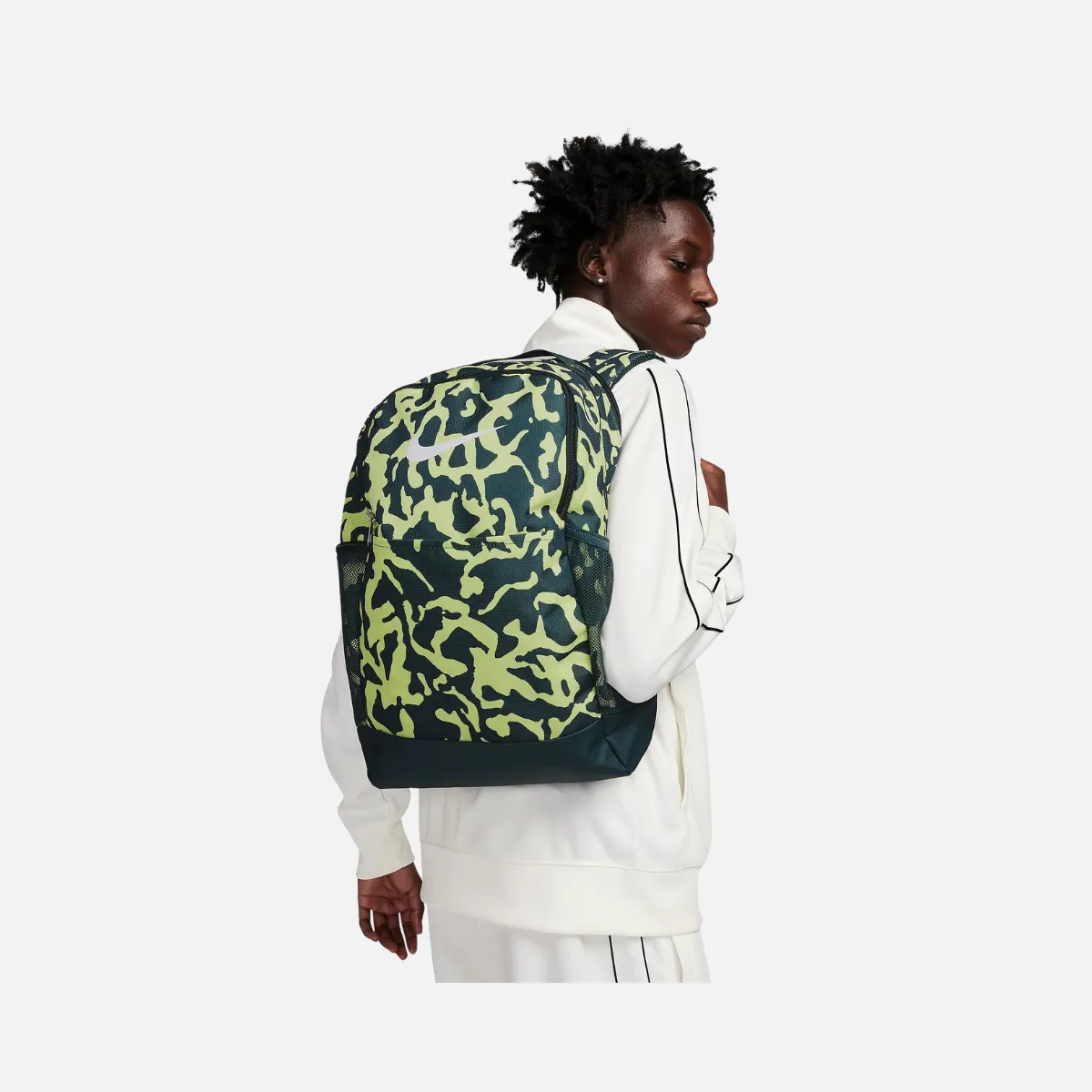 Nike Brasilia Backpack (Medium, 24L) -Deep Jungle/Light Lemon Twist/White