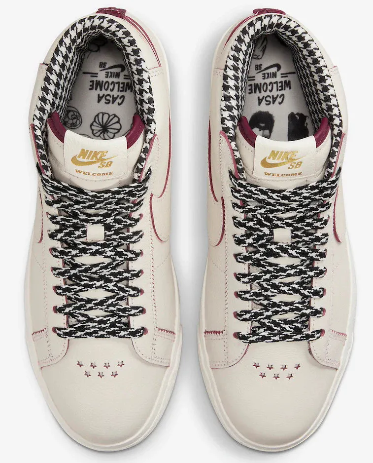 NIKE SB - BLAZER MID QS SHOES | SAIL WHITE DARK BEETROOT (WELCOME SKATEBOARDING)