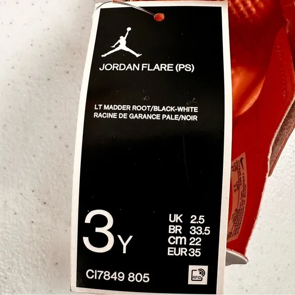 NWT Jordan Flare PS Light Madder Root Orange Peach
