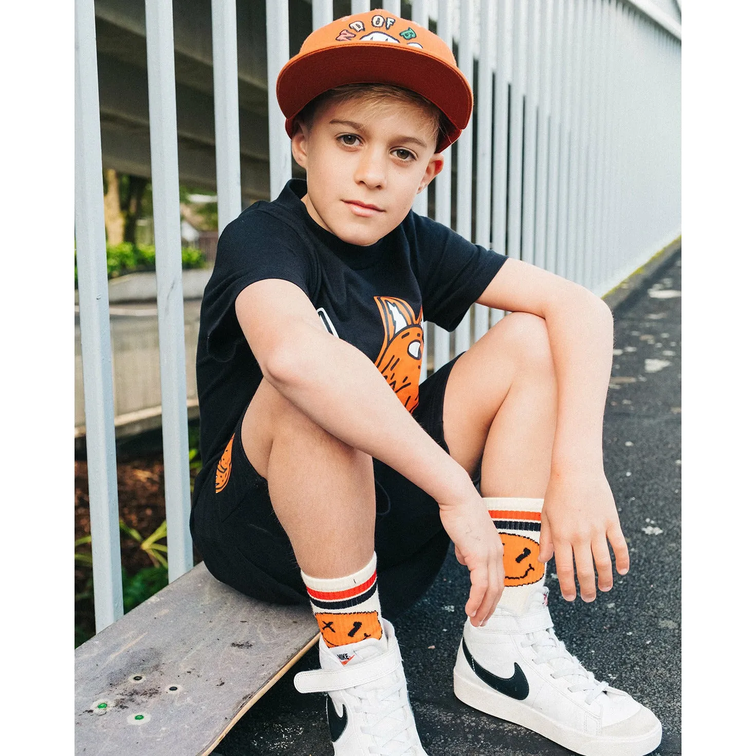 Orange Smiley Skate Socks